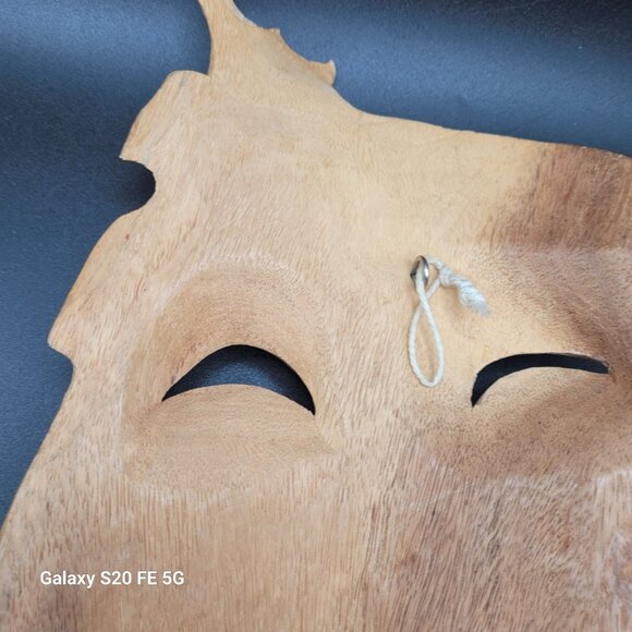 Natural Wood Hanging Wall Decor Carving - Laughing Face Hand Carved - Picture 6 of 15